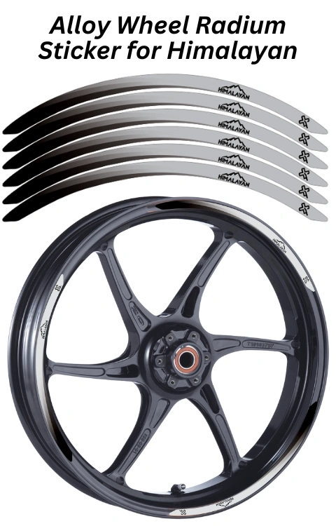 Alloy Wheel Radium Sticker Compatible with Himalayan | Made in Premium Radium with FPF (Fade Protection Film), Waterproof, Precut Sticker, Pack Of 12